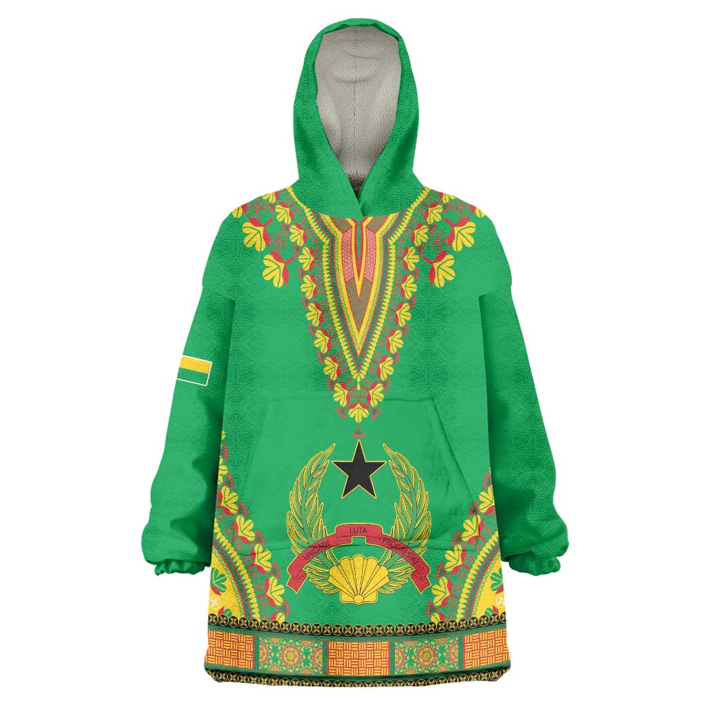 Personalised Guinea Bissau Wearable Blanket Hoodie Dashiki Pattern - Wonder Print Shop