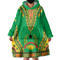 Personalised Guinea Bissau Wearable Blanket Hoodie Dashiki Pattern - Wonder Print Shop