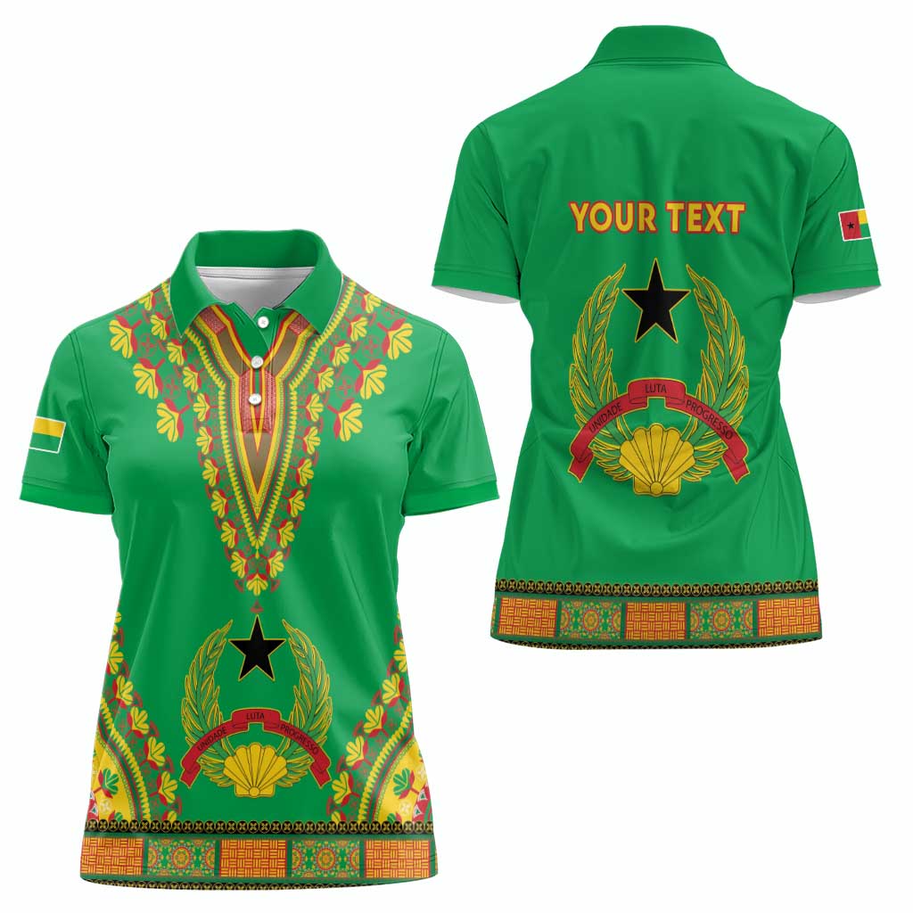 Personalised Guinea Bissau Women Polo Shirt Dashiki Pattern - Wonder Print Shop