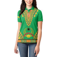 Personalised Guinea Bissau Women Polo Shirt Dashiki Pattern - Wonder Print Shop