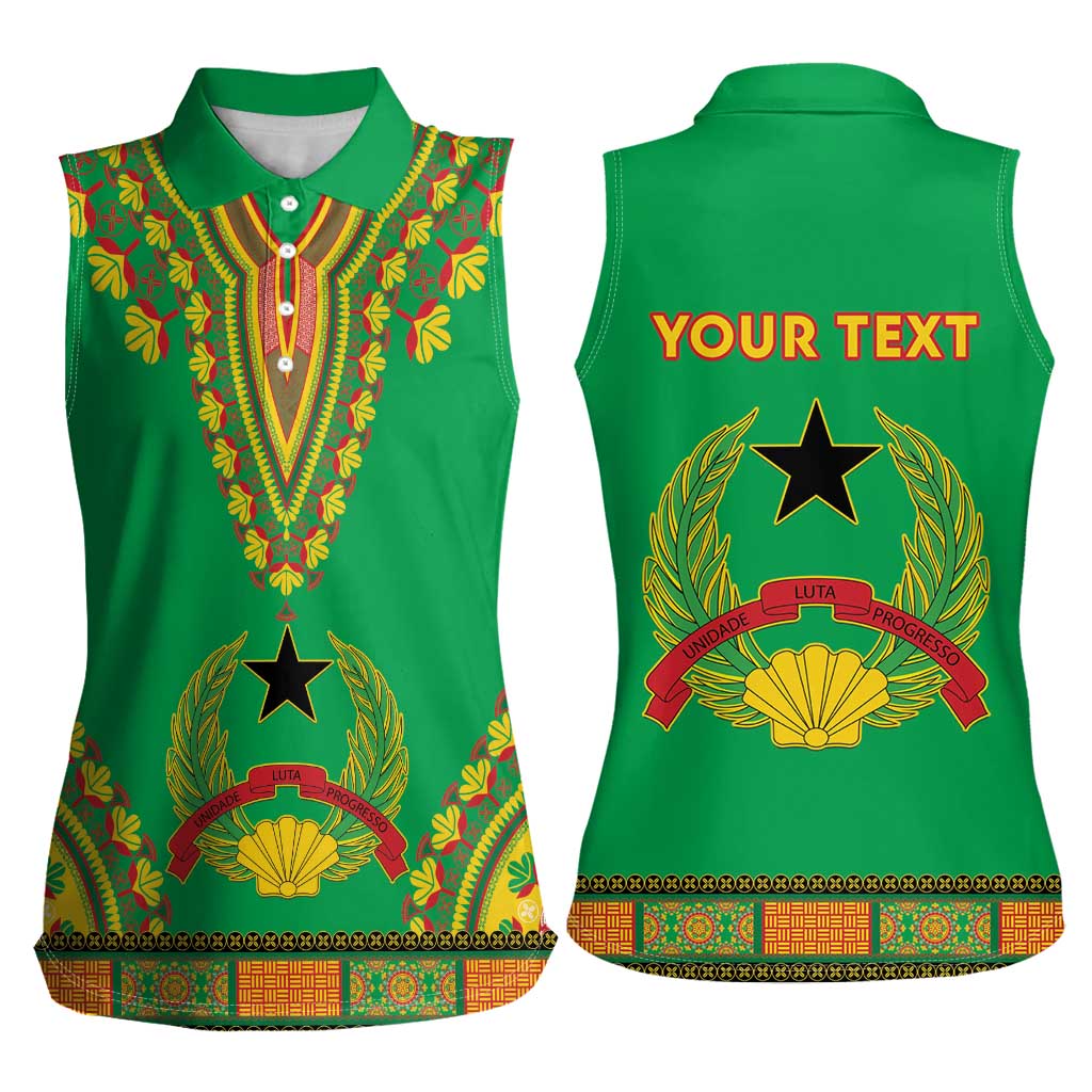 Personalised Guinea Bissau Women Sleeveless Polo Shirt Dashiki Pattern - Wonder Print Shop