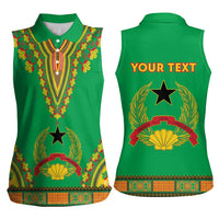 Personalised Guinea Bissau Women Sleeveless Polo Shirt Dashiki Pattern - Wonder Print Shop