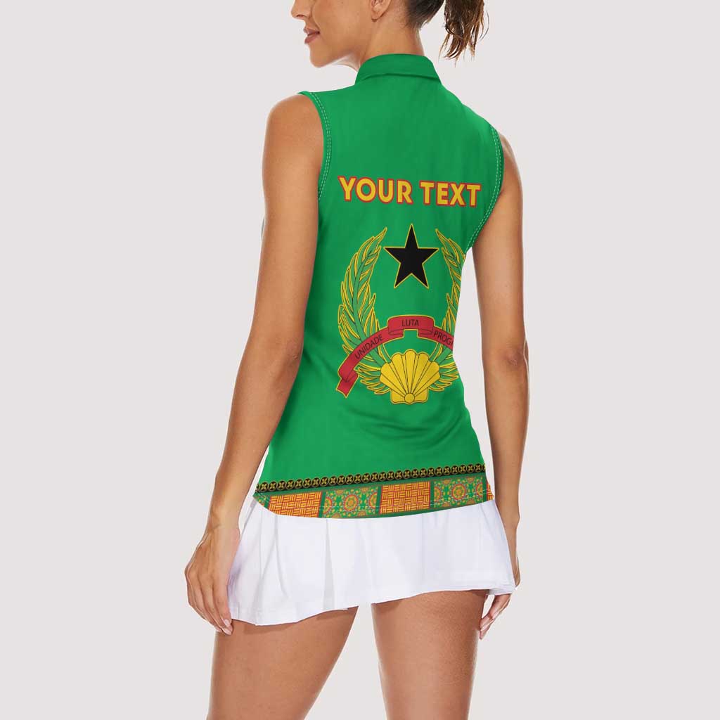 Personalised Guinea Bissau Women Sleeveless Polo Shirt Dashiki Pattern - Wonder Print Shop