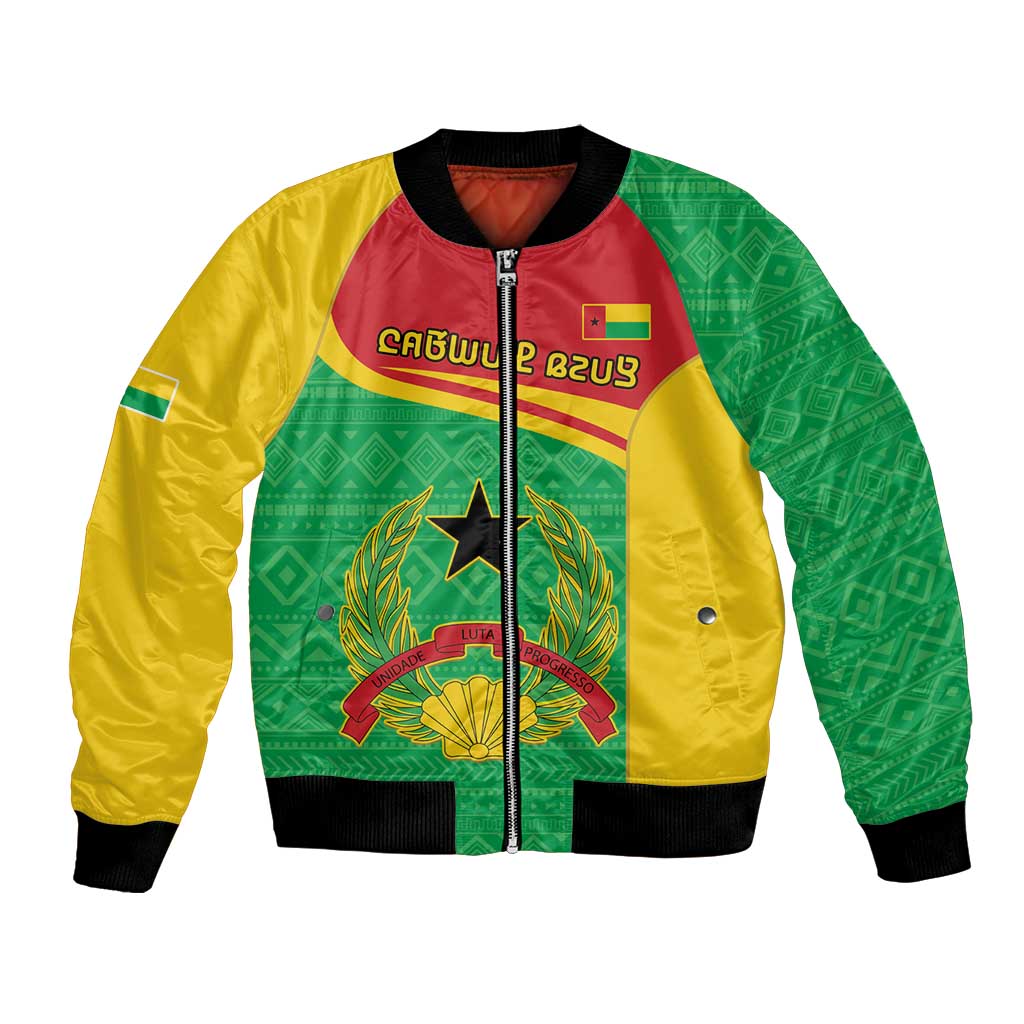 Personalised Guinea Bissau Bomber Jacket Coat Of Arms - African Pattern - Wonder Print Shop