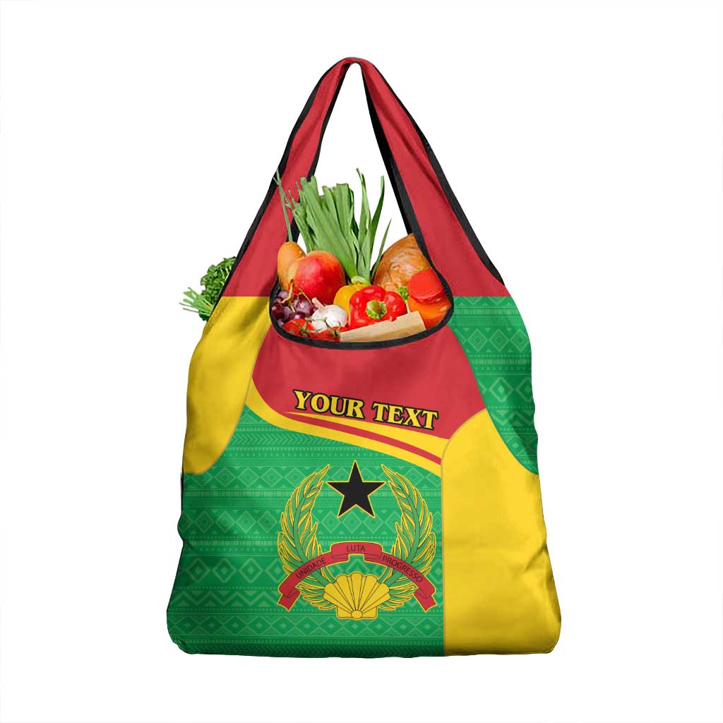Personalised Guinea Bissau Grocery Bag Coat Of Arms - African Pattern