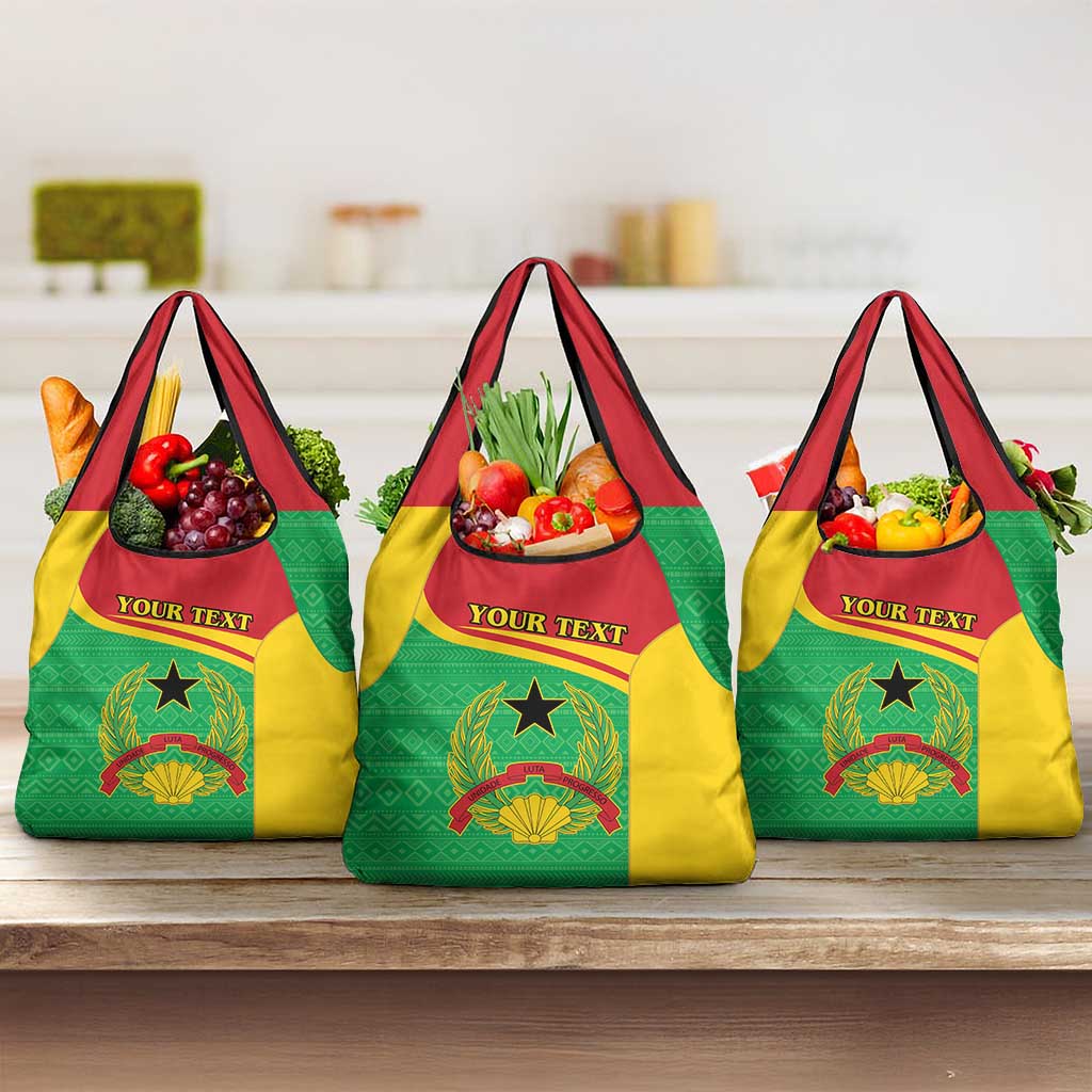 Personalised Guinea Bissau Grocery Bag Coat Of Arms - African Pattern