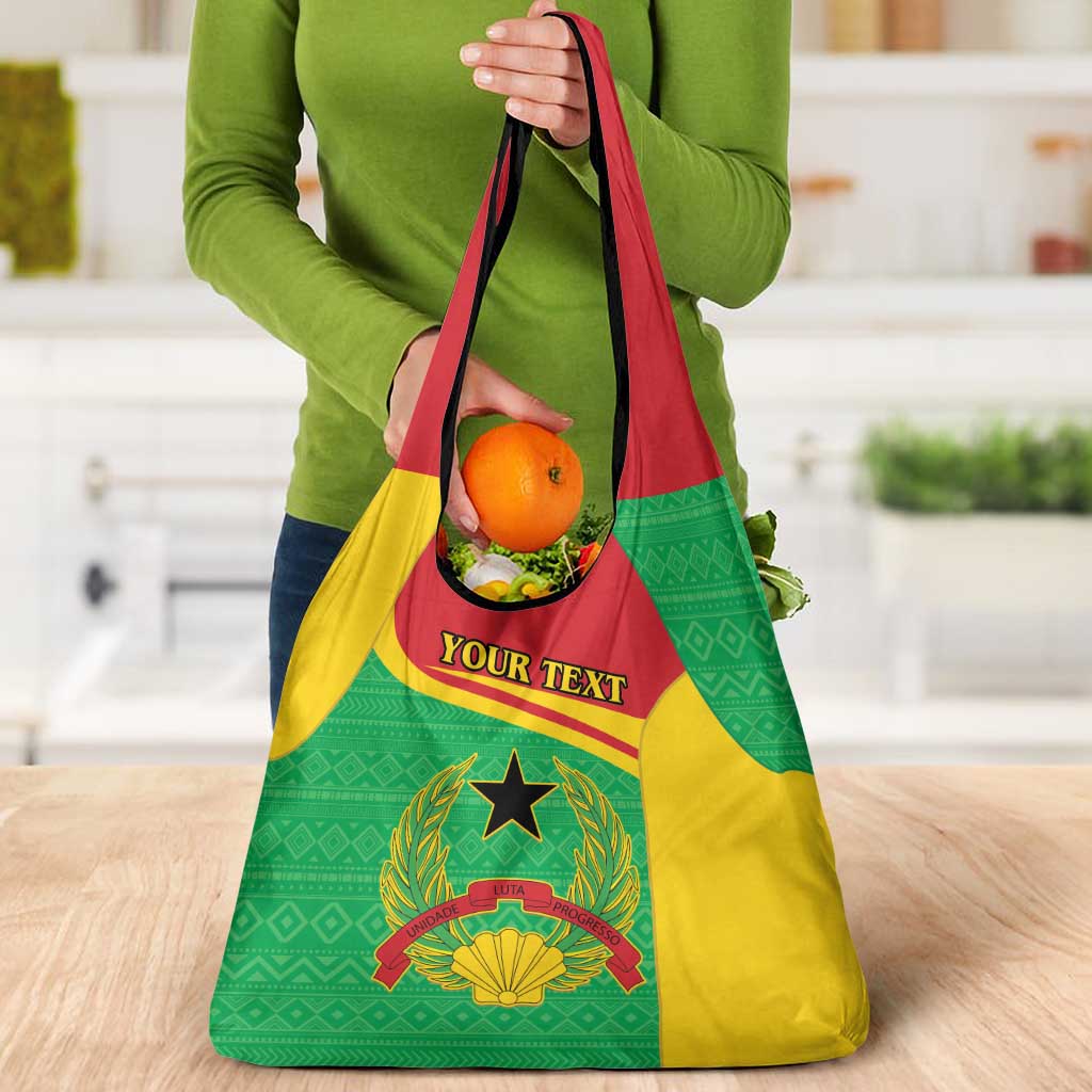 Personalised Guinea Bissau Grocery Bag Coat Of Arms - African Pattern