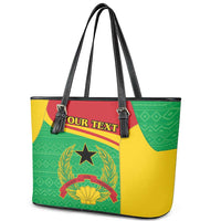 Personalised Guinea Bissau Leather Tote Bag Coat Of Arms - African Pattern - Wonder Print Shop