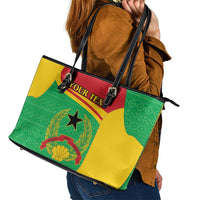 Personalised Guinea Bissau Leather Tote Bag Coat Of Arms - African Pattern - Wonder Print Shop