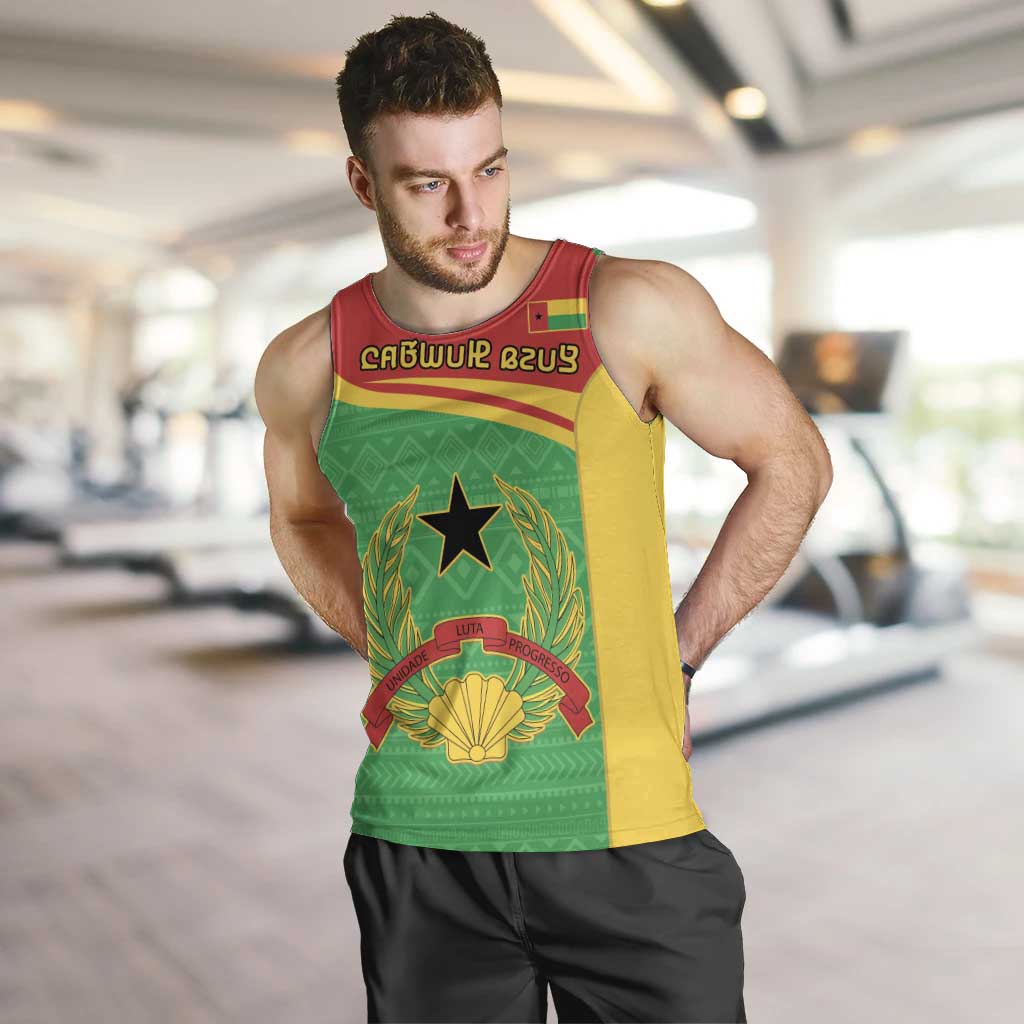Personalised Guinea Bissau Men Tank Top Coat Of Arms - African Pattern - Wonder Print Shop