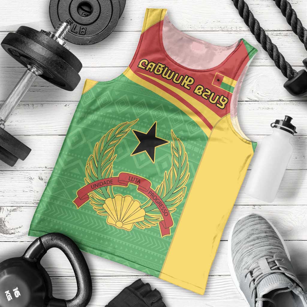 Personalised Guinea Bissau Men Tank Top Coat Of Arms - African Pattern - Wonder Print Shop