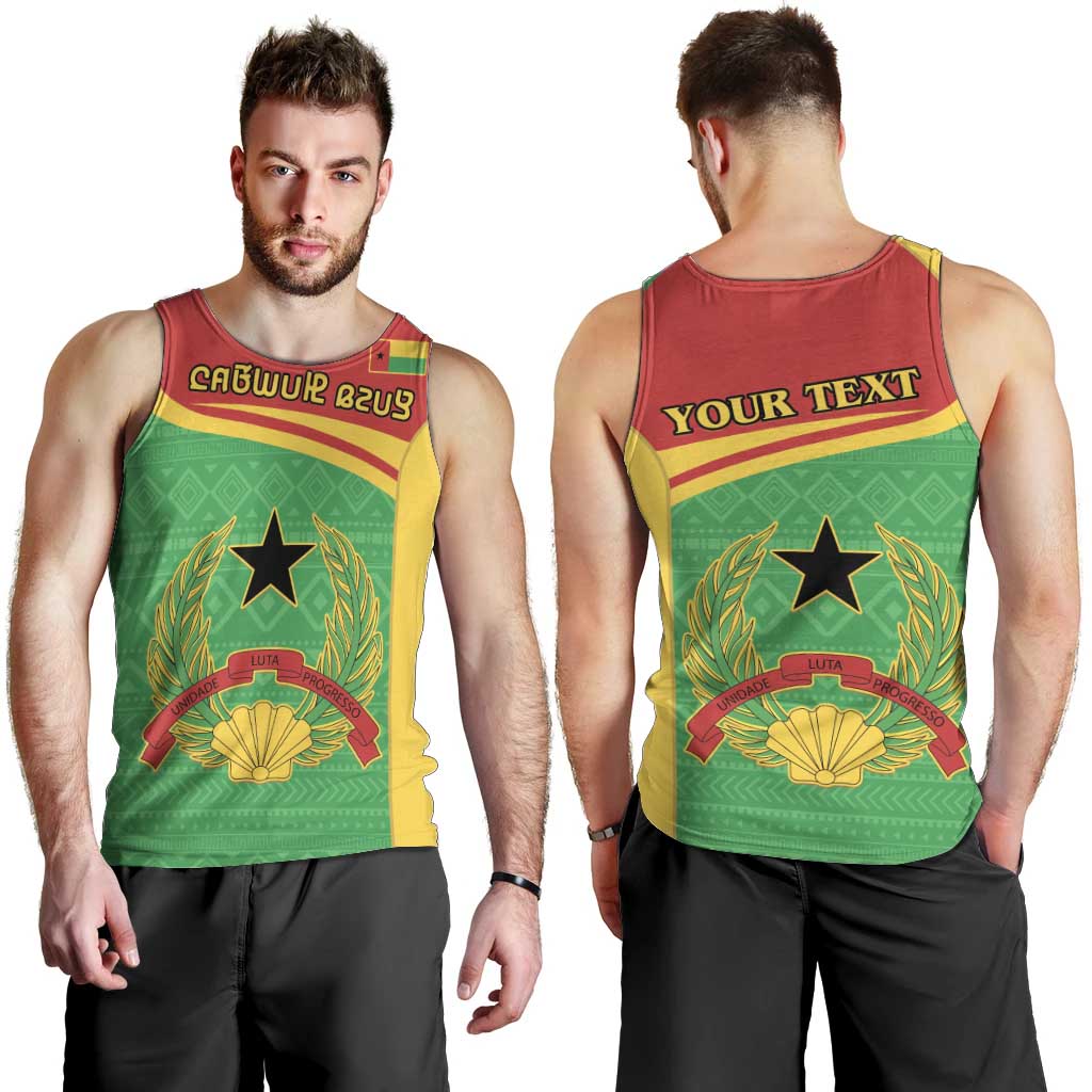 Personalised Guinea Bissau Men Tank Top Coat Of Arms - African Pattern - Wonder Print Shop