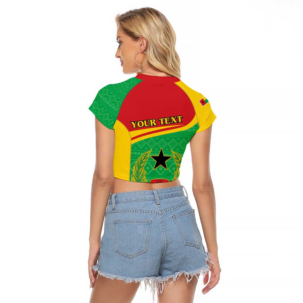 Personalised Guinea Bissau Raglan Cropped T Shirt Coat Of Arms - African Pattern - Wonder Print Shop