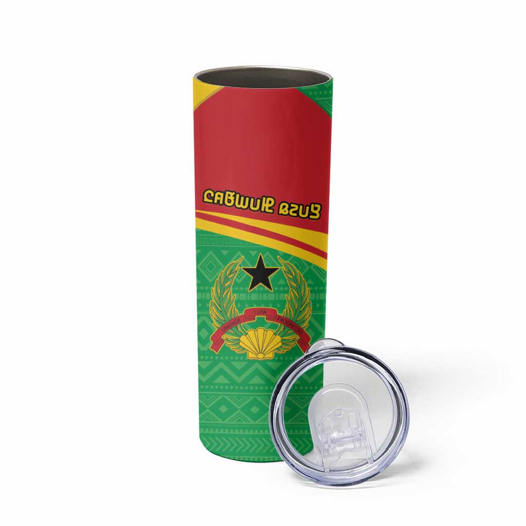 Personalised Guinea Bissau Skinny Tumbler Coat Of Arms - African Pattern - Wonder Print Shop