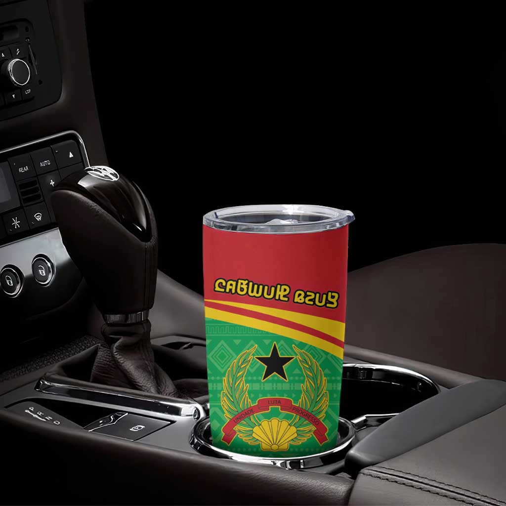 Personalised Guinea Bissau Tumbler Cup Coat Of Arms - African Pattern - Wonder Print Shop