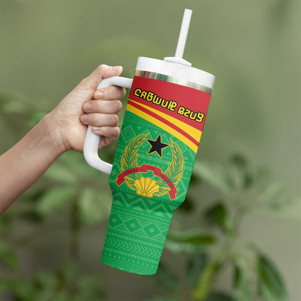Personalised Guinea Bissau Tumbler With Handle Coat Of Arms - African Pattern - Wonder Print Shop