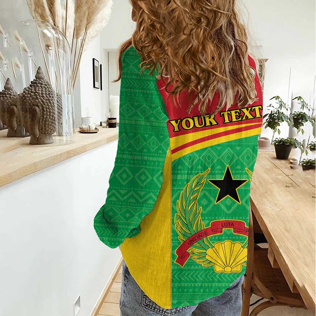 Personalised Guinea Bissau Women Casual Shirt Coat Of Arms - African Pattern - Wonder Print Shop