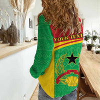 Personalised Guinea Bissau Women Casual Shirt Coat Of Arms - African Pattern - Wonder Print Shop