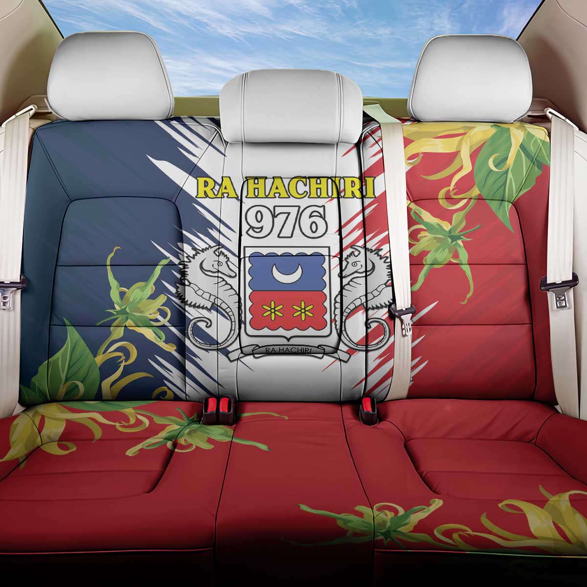 Ra Hachiri 976 Back Car Seat Cover Coat Of Arms With Ylang Ylang