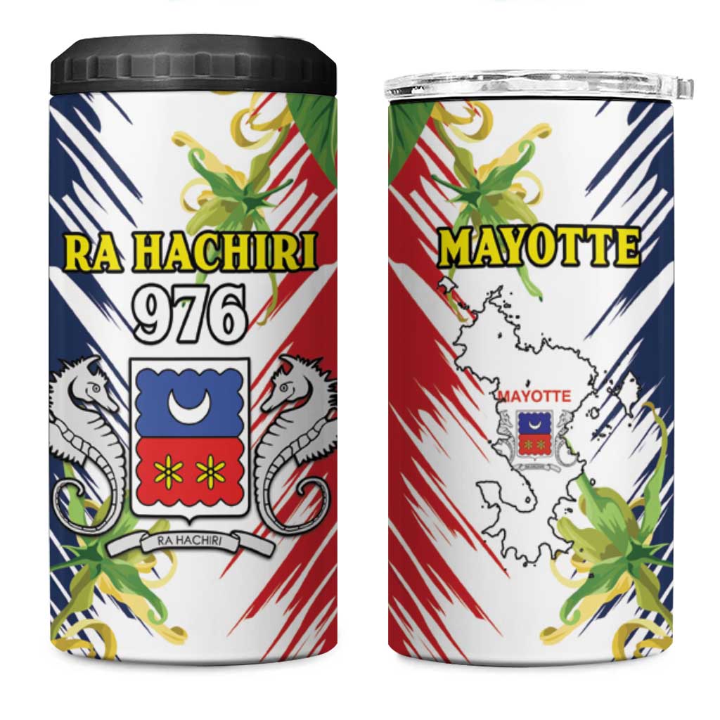 Mayotte 4 in 1 Can Cooler Tumbler Coat Of Arms With Ylang Ylang