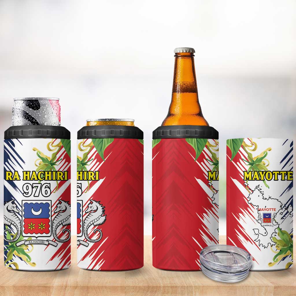 Mayotte 4 in 1 Can Cooler Tumbler Coat Of Arms With Ylang Ylang