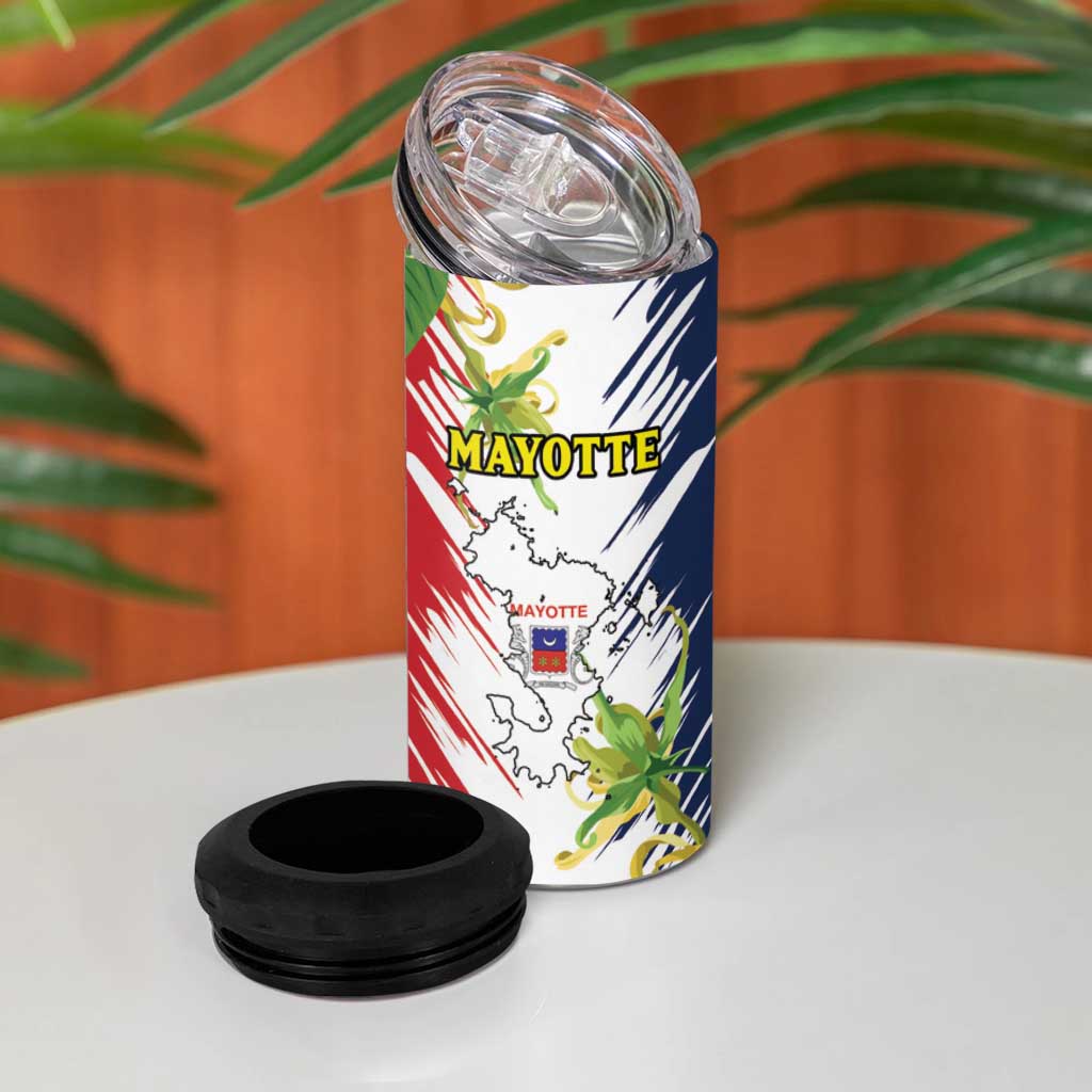 Mayotte 4 in 1 Can Cooler Tumbler Coat Of Arms With Ylang Ylang