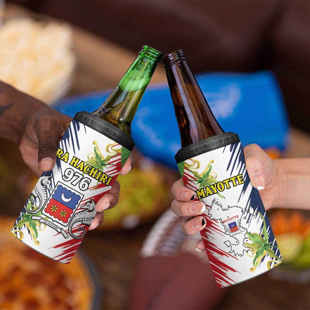 Mayotte 4 in 1 Can Cooler Tumbler Coat Of Arms With Ylang Ylang