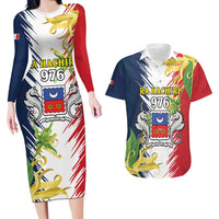 Ra Hachiri 976 Couples Matching Long Sleeve Bodycon Dress and Hawaiian Shirt Coat Of Arms With Ylang Ylang