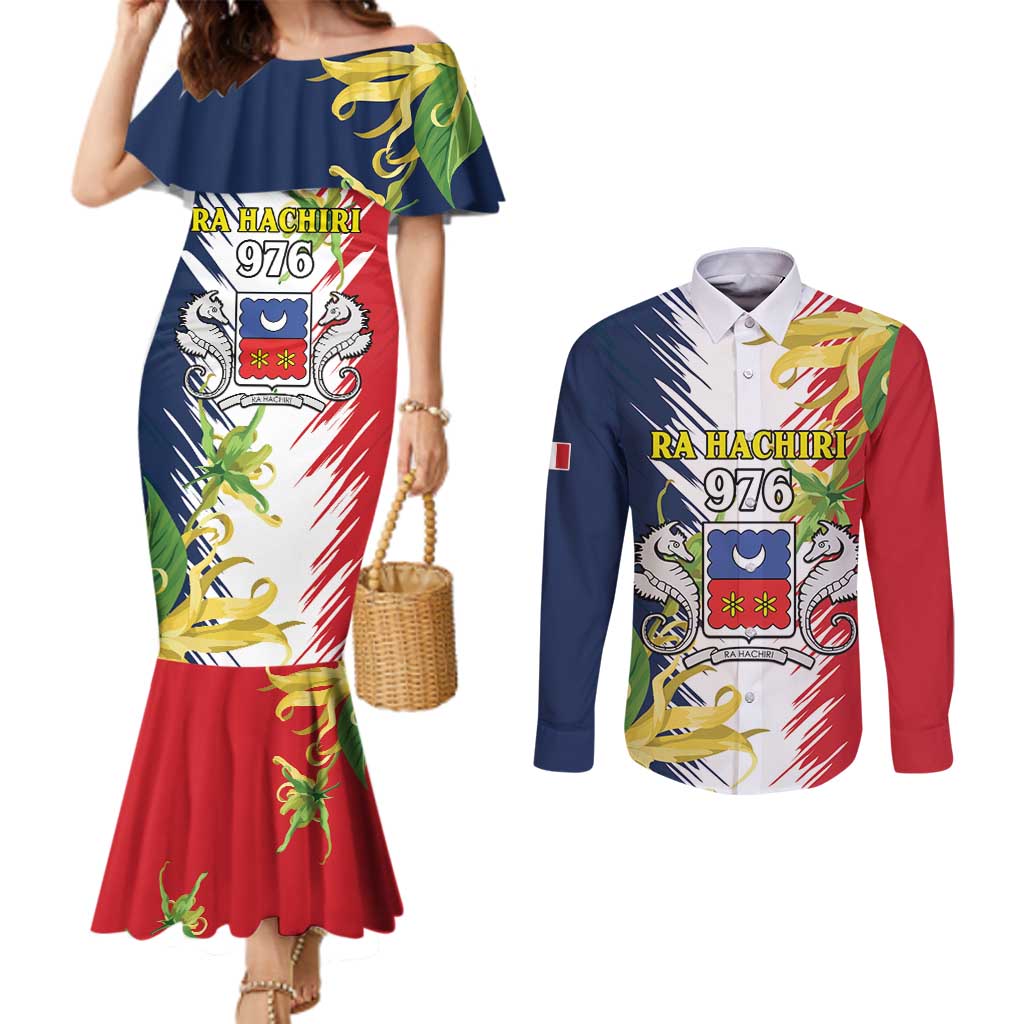 Ra Hachiri 976 Couples Matching Mermaid Dress and Long Sleeve Button Shirt Coat Of Arms With Ylang Ylang