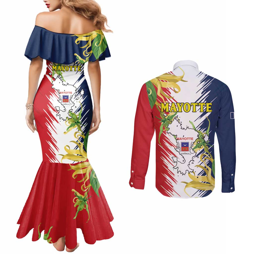Ra Hachiri 976 Couples Matching Mermaid Dress and Long Sleeve Button Shirt Coat Of Arms With Ylang Ylang
