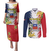 Ra Hachiri 976 Couples Matching Puletasi and Long Sleeve Button Shirt Coat Of Arms With Ylang Ylang
