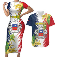 Ra Hachiri 976 Couples Matching Short Sleeve Bodycon Dress and Hawaiian Shirt Coat Of Arms With Ylang Ylang