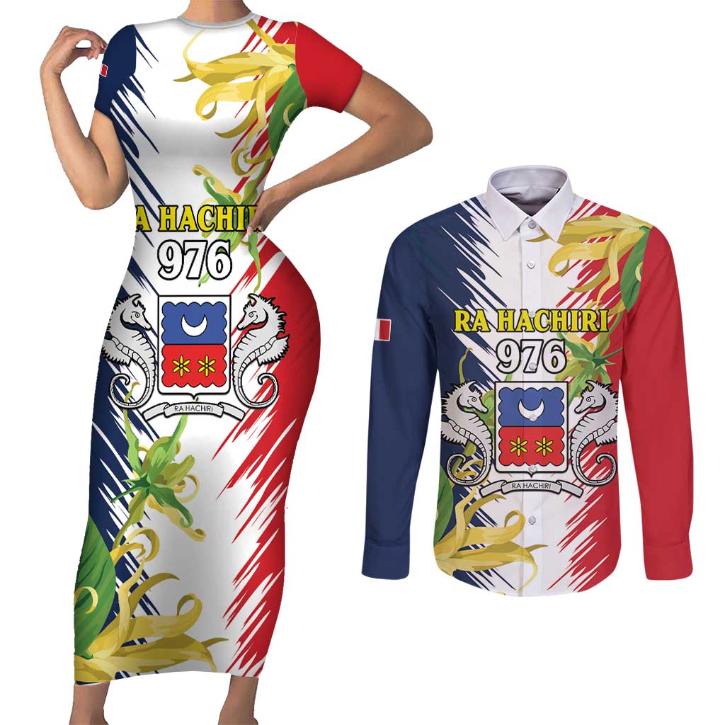 Ra Hachiri 976 Couples Matching Short Sleeve Bodycon Dress and Long Sleeve Button Shirt Coat Of Arms With Ylang Ylang