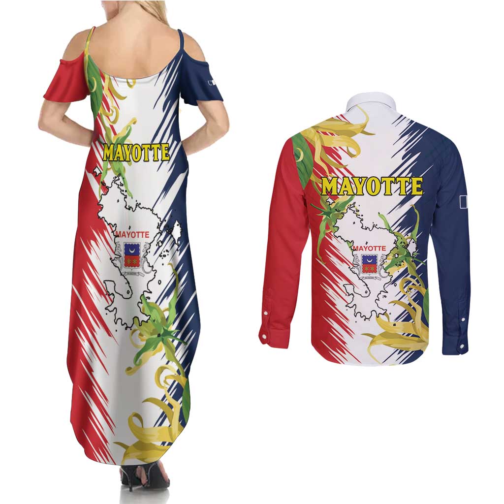 Ra Hachiri 976 Couples Matching Summer Maxi Dress and Long Sleeve Button Shirt Coat Of Arms With Ylang Ylang