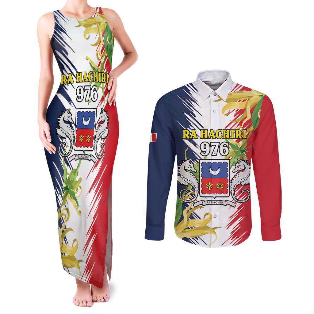 Ra Hachiri 976 Couples Matching Tank Maxi Dress and Long Sleeve Button Shirt Coat Of Arms With Ylang Ylang
