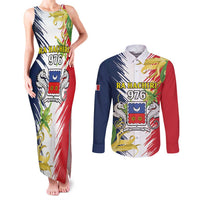 Ra Hachiri 976 Couples Matching Tank Maxi Dress and Long Sleeve Button Shirt Coat Of Arms With Ylang Ylang