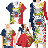 Ra Hachiri 976 Family Matching Long Sleeve Bodycon Dress and Hawaiian Shirt Coat Of Arms With Ylang Ylang