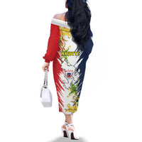 Ra Hachiri 976 Family Matching Off The Shoulder Long Sleeve Dress and Hawaiian Shirt Coat Of Arms With Ylang Ylang