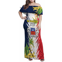 Ra Hachiri 976 Family Matching Off Shoulder Maxi Dress and Hawaiian Shirt Coat Of Arms With Ylang Ylang
