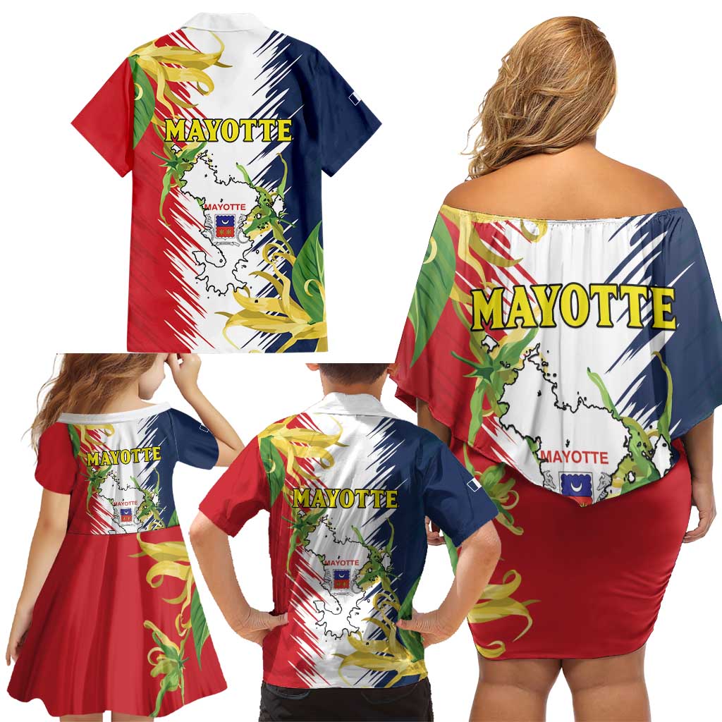 Ra Hachiri 976 Family Matching Off Shoulder Short Dress and Hawaiian Shirt Coat Of Arms With Ylang Ylang