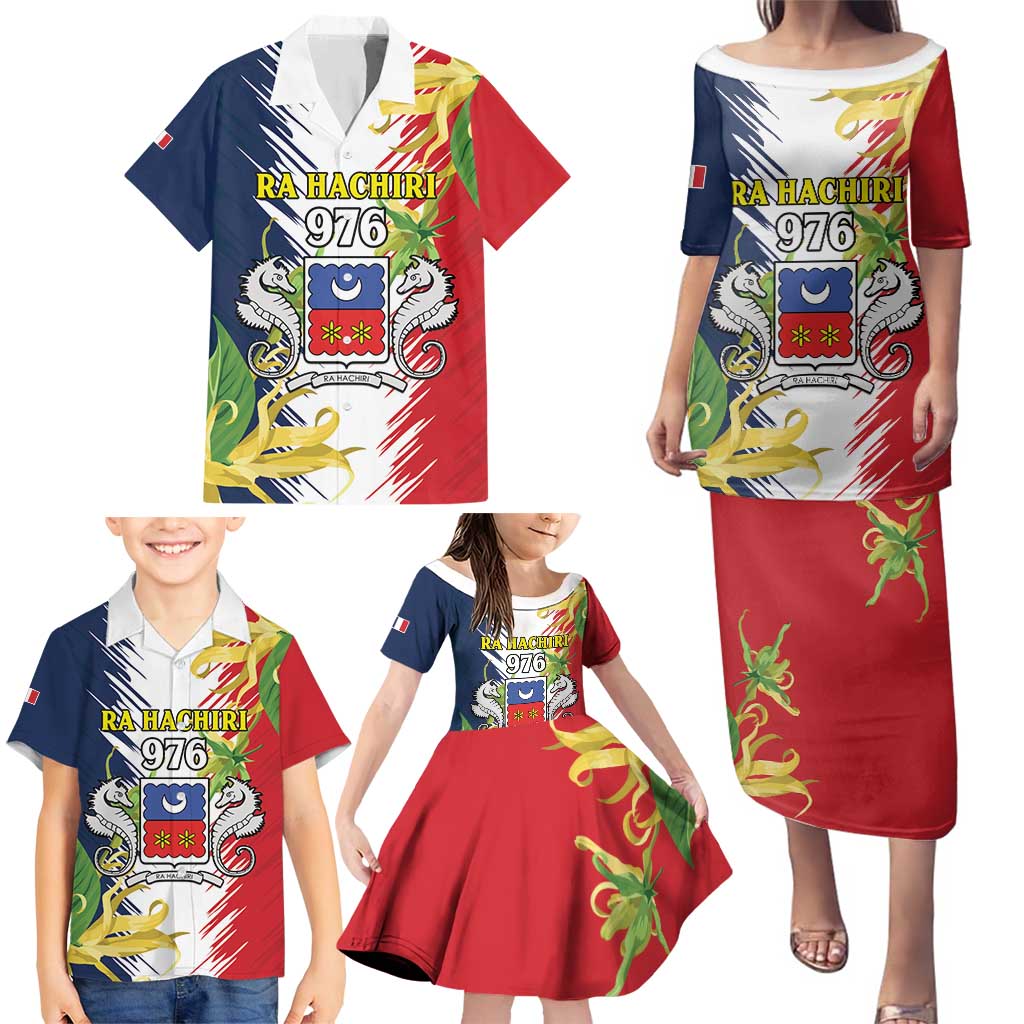 Ra Hachiri 976 Family Matching Puletasi and Hawaiian Shirt Coat Of Arms With Ylang Ylang