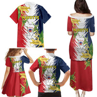 Ra Hachiri 976 Family Matching Puletasi and Hawaiian Shirt Coat Of Arms With Ylang Ylang