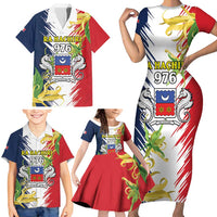 Ra Hachiri 976 Family Matching Short Sleeve Bodycon Dress and Hawaiian Shirt Coat Of Arms With Ylang Ylang