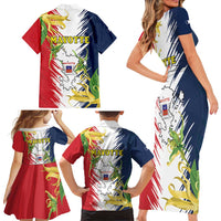 Ra Hachiri 976 Family Matching Short Sleeve Bodycon Dress and Hawaiian Shirt Coat Of Arms With Ylang Ylang