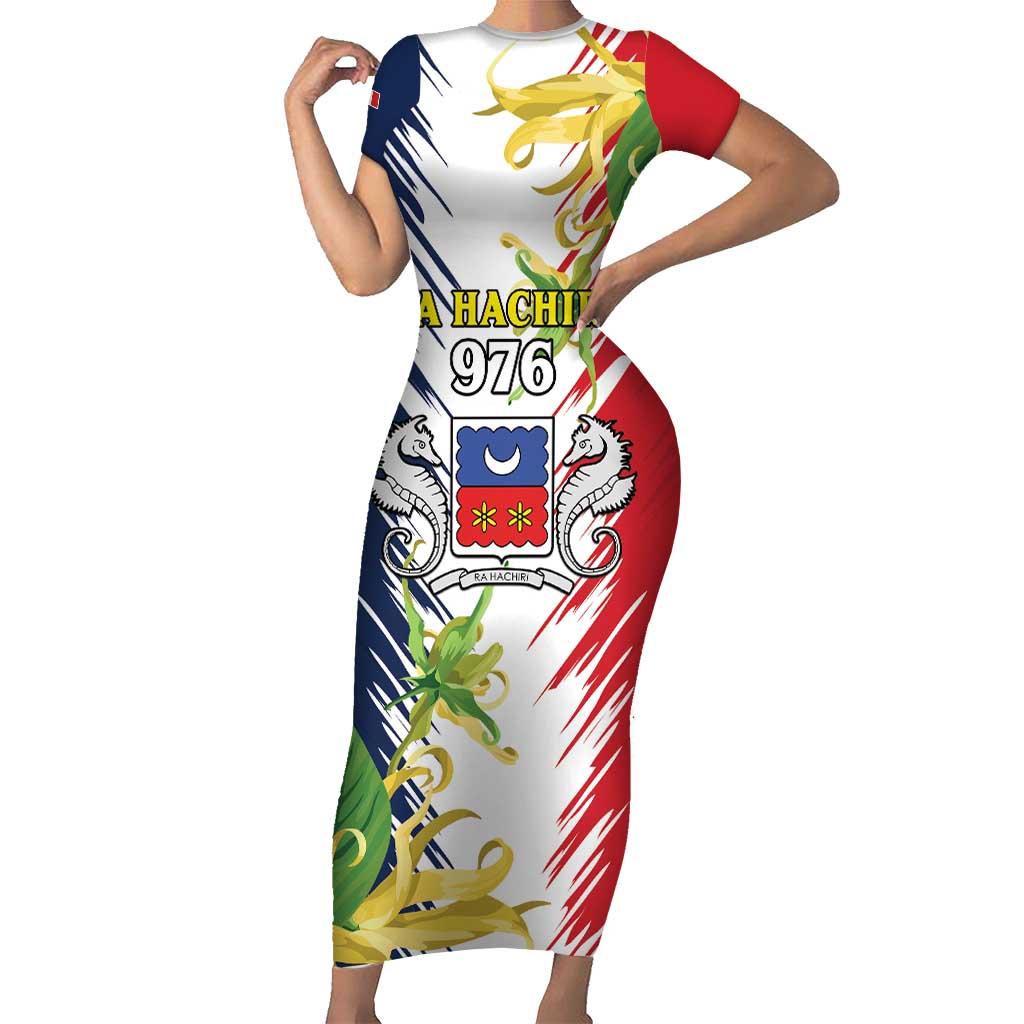 Ra Hachiri 976 Family Matching Short Sleeve Bodycon Dress and Hawaiian Shirt Coat Of Arms With Ylang Ylang