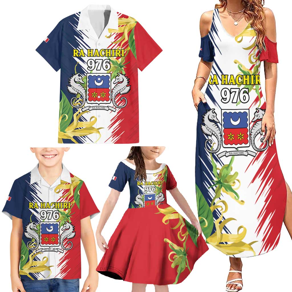 Ra Hachiri 976 Family Matching Summer Maxi Dress and Hawaiian Shirt Coat Of Arms With Ylang Ylang