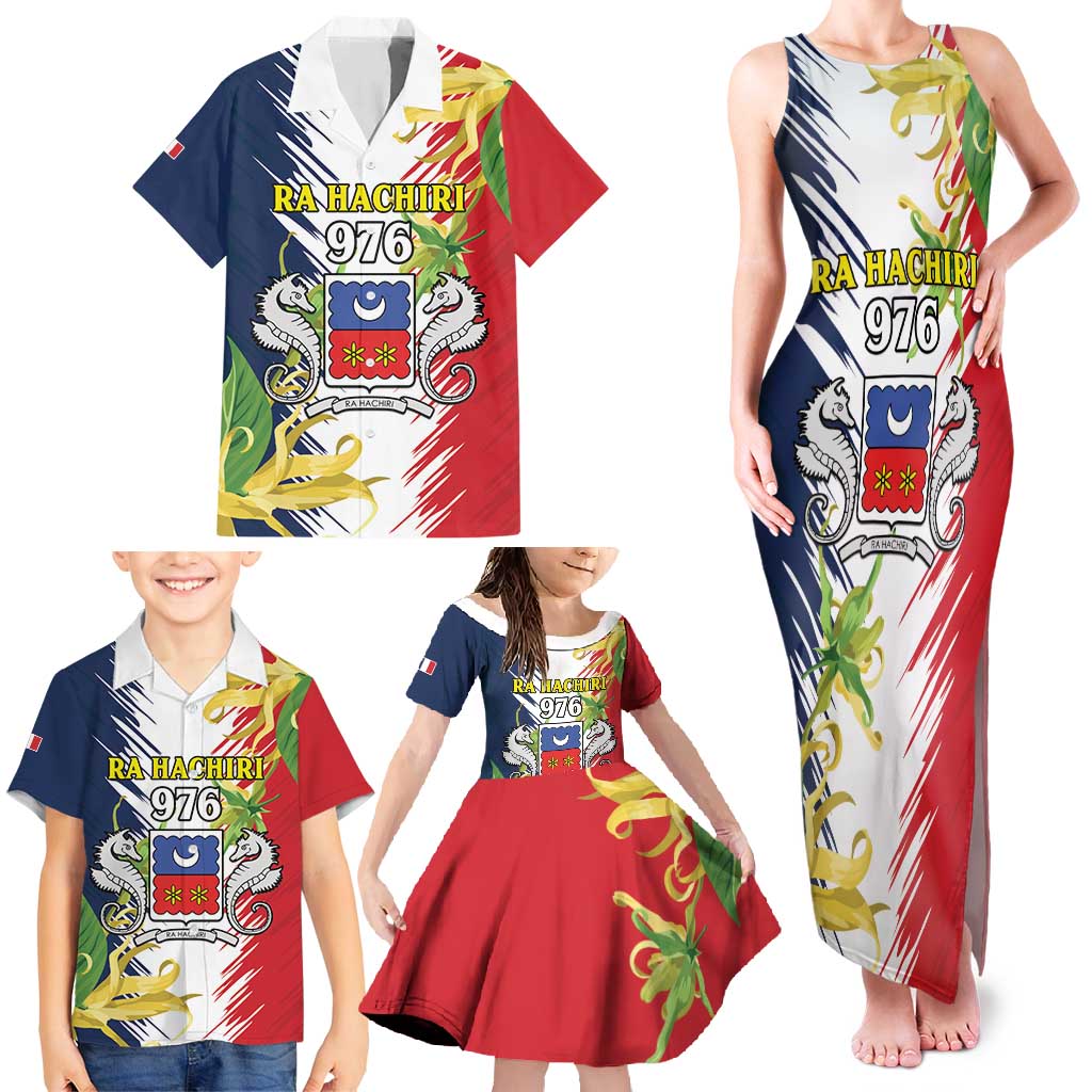 Ra Hachiri 976 Family Matching Tank Maxi Dress and Hawaiian Shirt Coat Of Arms With Ylang Ylang
