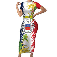 Ra Hachiri 976 Short Sleeve Bodycon Dress Coat Of Arms With Ylang Ylang