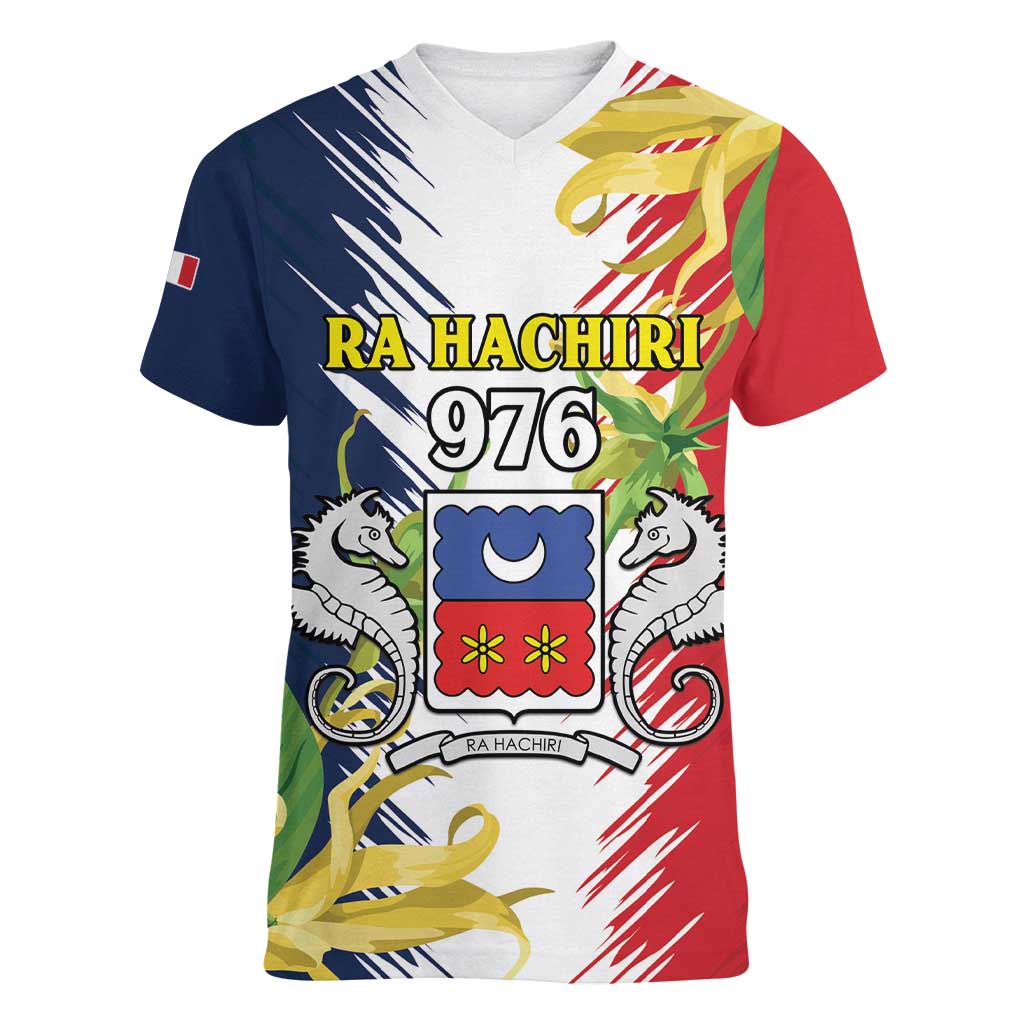 Ra Hachiri 976 Women V-Neck T-Shirt Coat Of Arms With Ylang Ylang