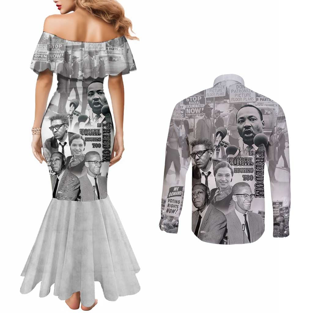 Civil Rights Leaders Couples Matching Mermaid Dress and Long Sleeve Button Shirt Freedom Is Equal Housing Too